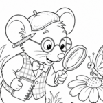Ausmalbild - Professor Mäuselwitz und der tanzende Schmetterling der tanzende Schmetterling